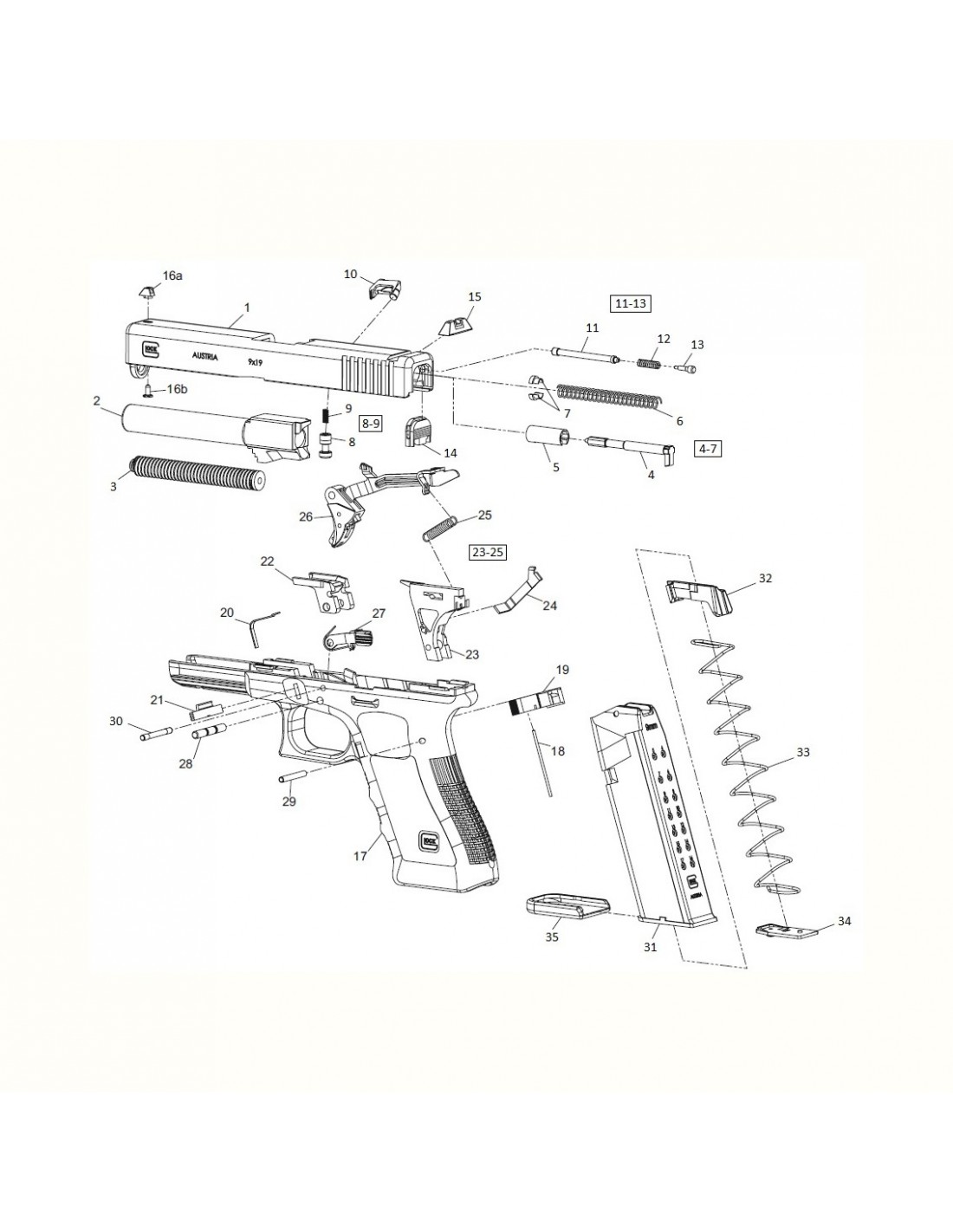 Glock 43 Gen. 4 Cal. 9x21mm NUOVA (Rif. 33809)