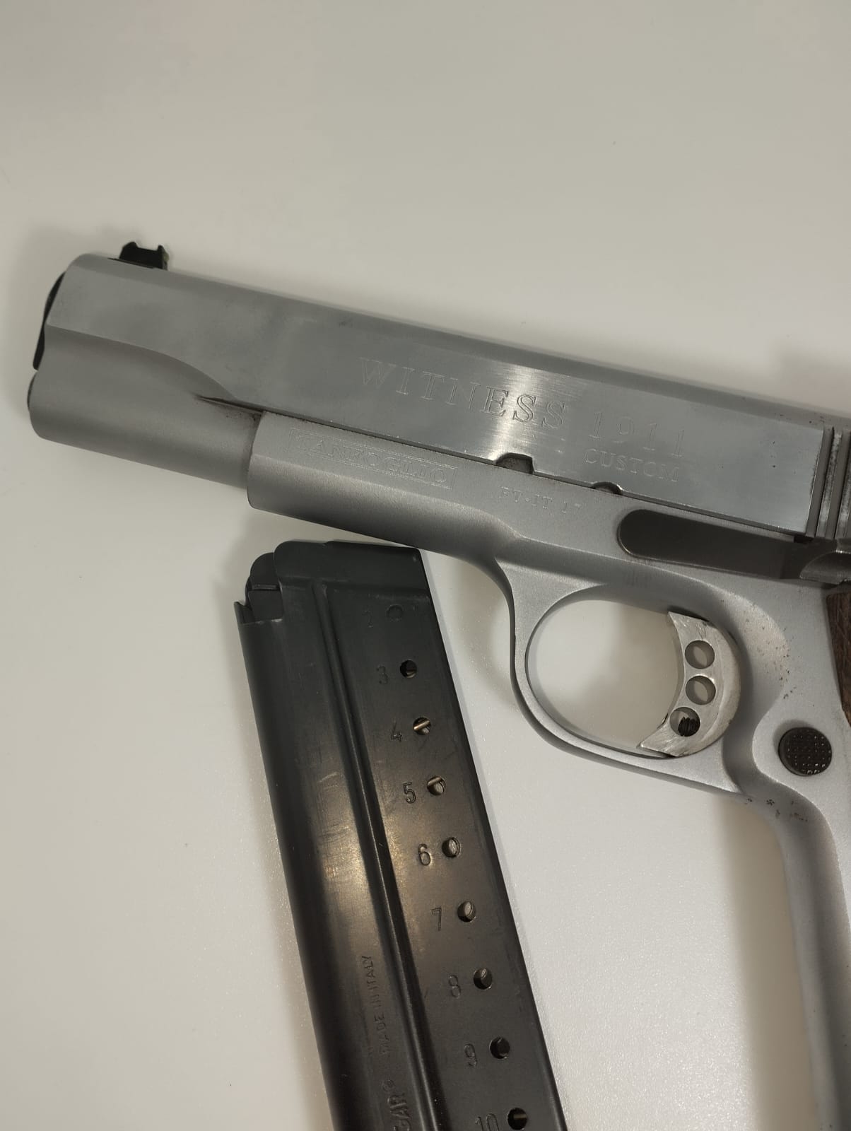 PISTOLA S.A. TANFOGLIO MOD. WITNESS 1911 CUSTOM CROMATA CAL
