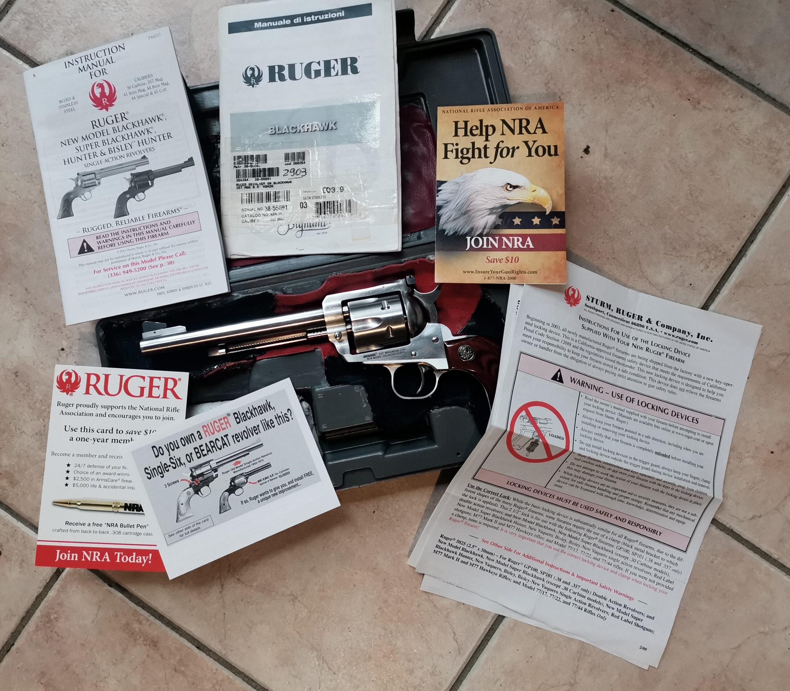 RUGER REVOLVER SA BLACKHAWK 357 MAG 6.5″ KBN36